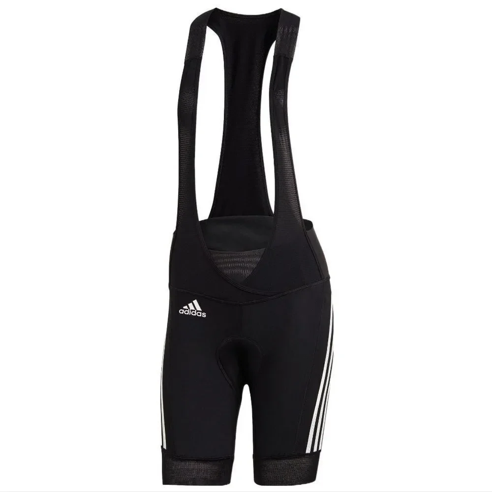 Adidas The Bib Padded Cycling Shorts Black White Women's Large Breathable Straps - Picture 2 of 15